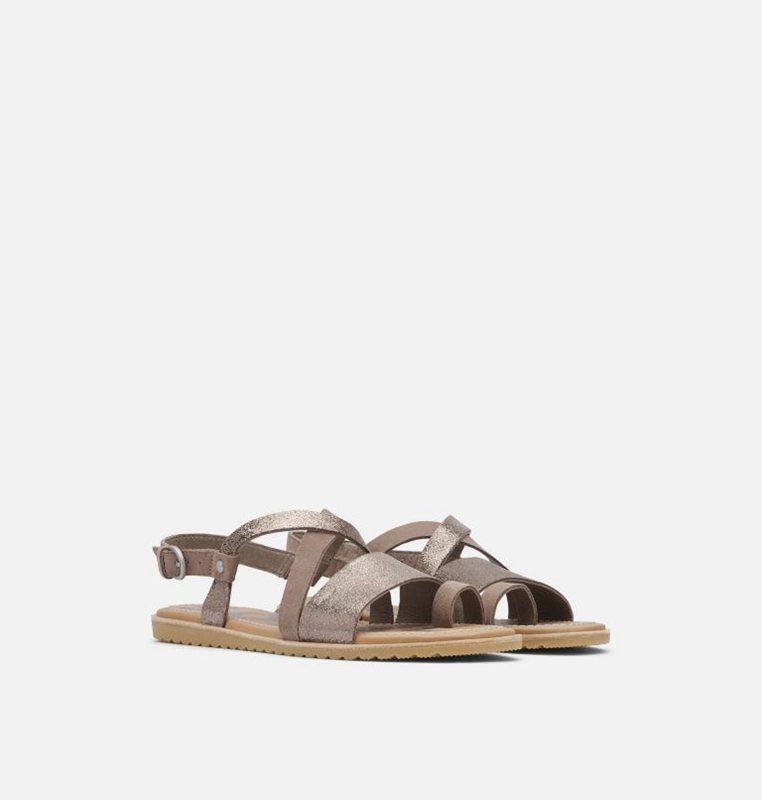 Sorel Kadın Ella™ Criss Cross Flat - Sandalet Kahverengi - 487-JBFLWD